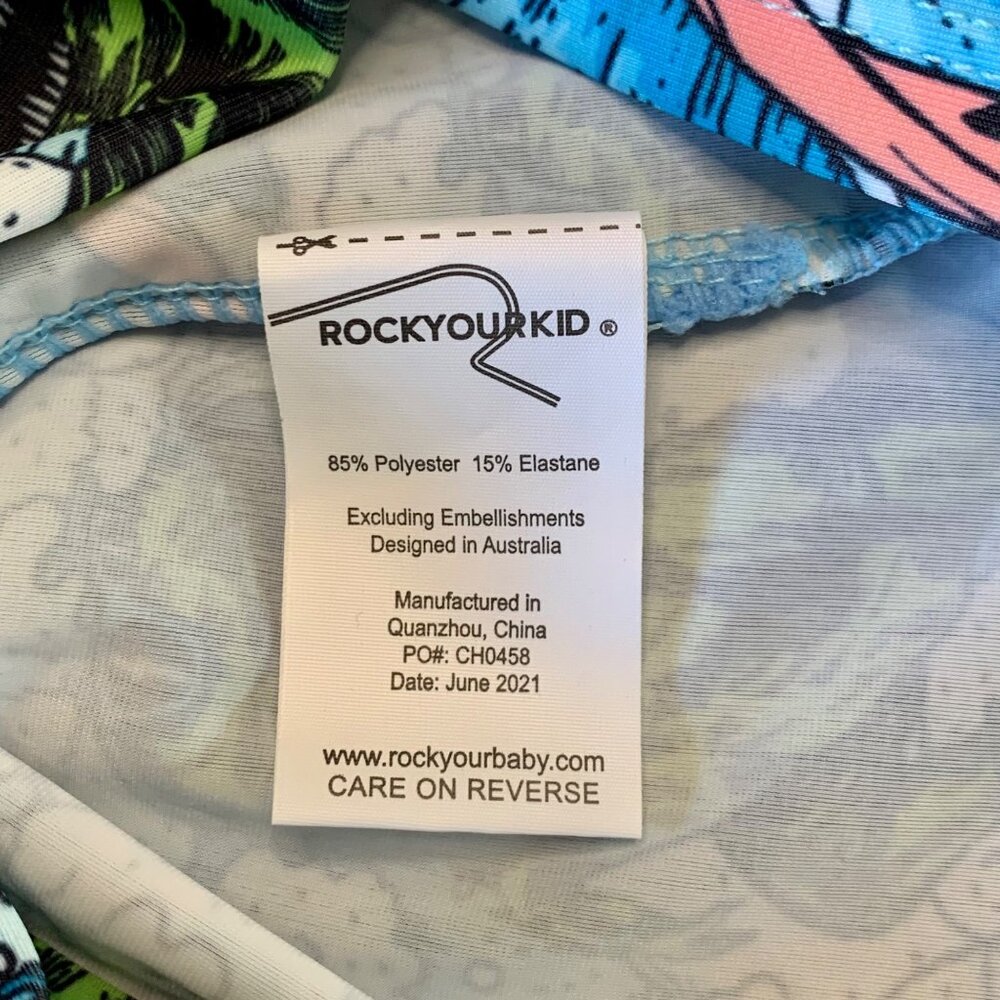 ROCK YOUR BABY Dino Surf Rashguard Boys 3T 3 NWT UPF 50+ Rashie Swim Top NEW - Picture 8 of 8